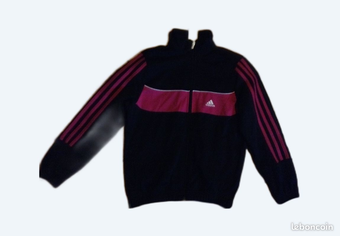 Veste sport Adidas noir et rose t 9/10 ans (image 1)