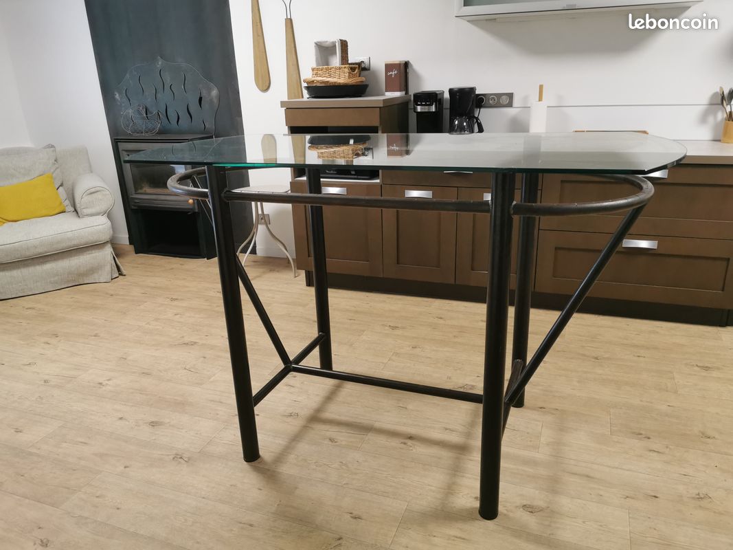 Table haute, mange debout métal et verre (image 1)