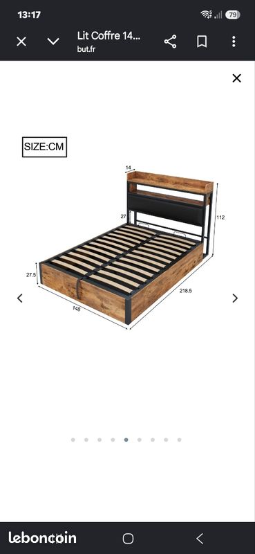 Lit coffre 140 x 200 neuf (image 4)
