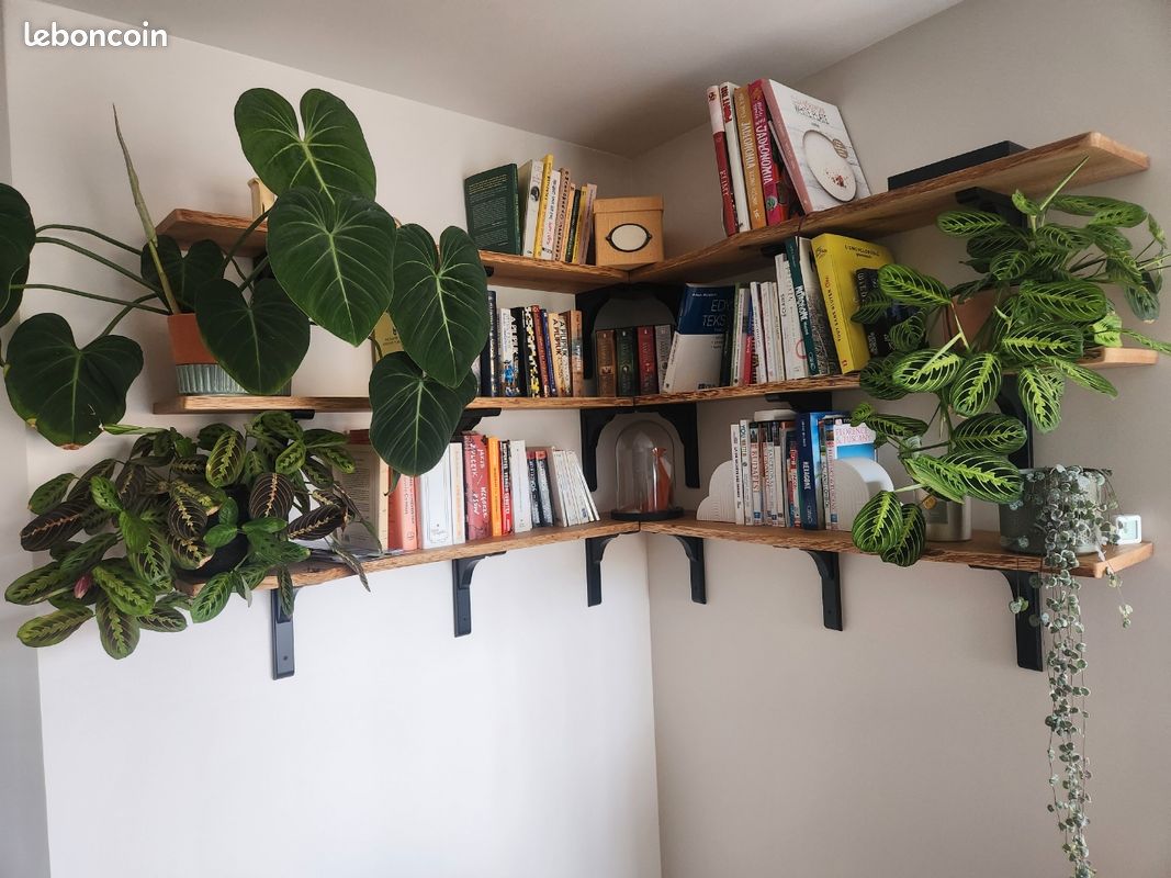 Etagere angle chêne massif brut bord naturel 120cm (image 8)