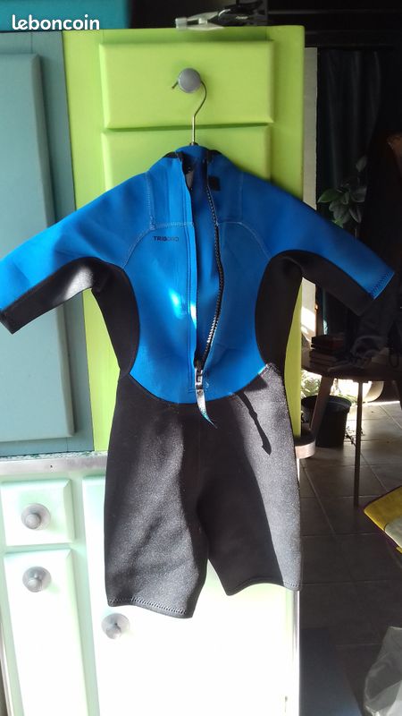 Combinaison de surf en néoprène enfant - 500 - Noir Fum, Bleu