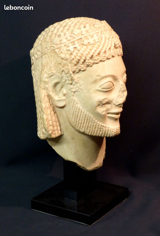 C très beau grand buste Chevalier Rampin d'après L'antique grecque 36cm Louvre (image 5)