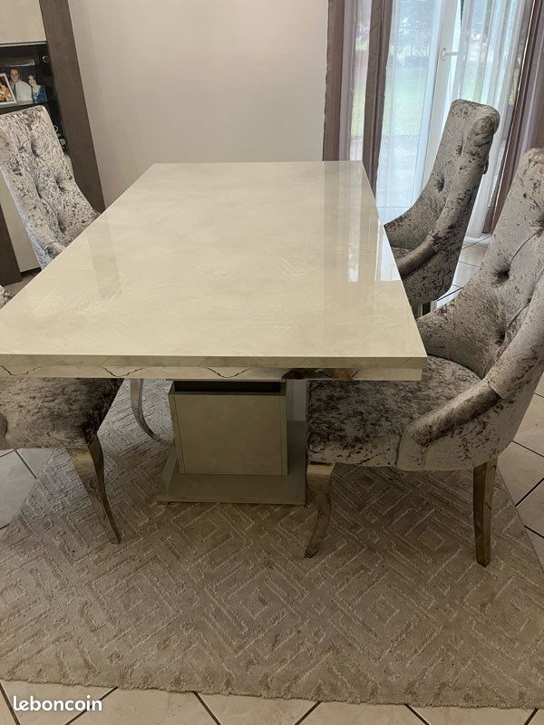 Table salle à manger effet marbre (image 4)
