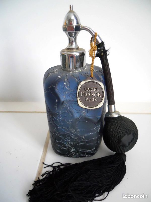 Vaporisateur MARCEL FRANCK verre craquelé bleu Décoration