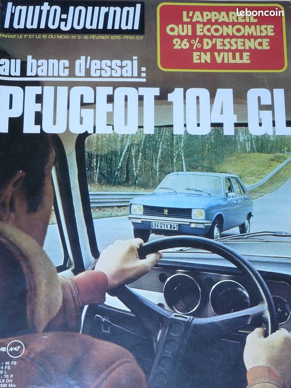 L'auto journal 1975 3 peugeot 104 gl gp bresil ford taunus bordeaux escort hybri (image 1)