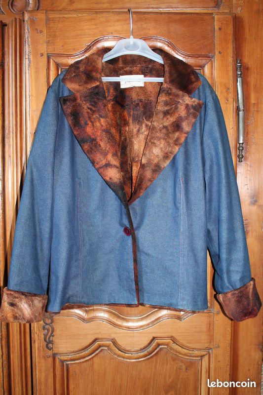 Veste en jean doublee fausse fourrure t40 (image 1)