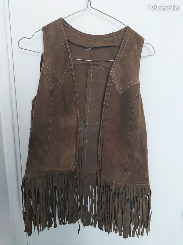 Gilet à franges hippie femme Vêtements