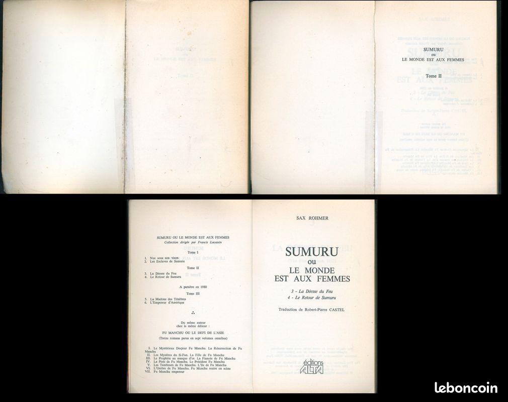 Sumura, Sax Rohmer - Lot de deux tomes : nue sous son manteau, les esclaves  de Sumuru, la déesse de feu, le retour de sumuru - 1980 - Livres