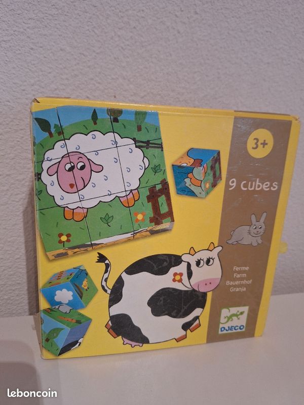 Djeco 9 cubes puzzle ferme (image 1)
