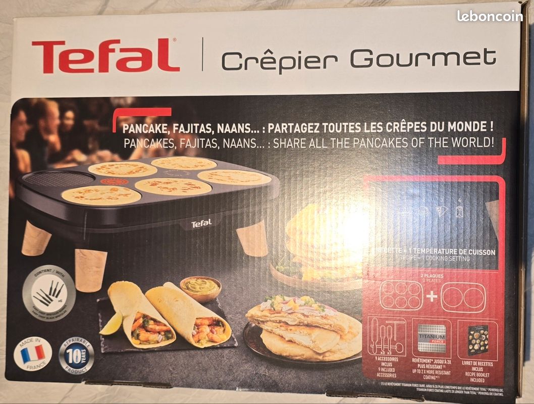 Tefal Crep'Party 2-en-1 PY600012/11 – 2 Plaques, 6 Spatules Et Louche – Comme Neuf