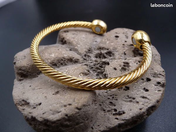Bracelet homme femme avec aimants cuivre avec gravure