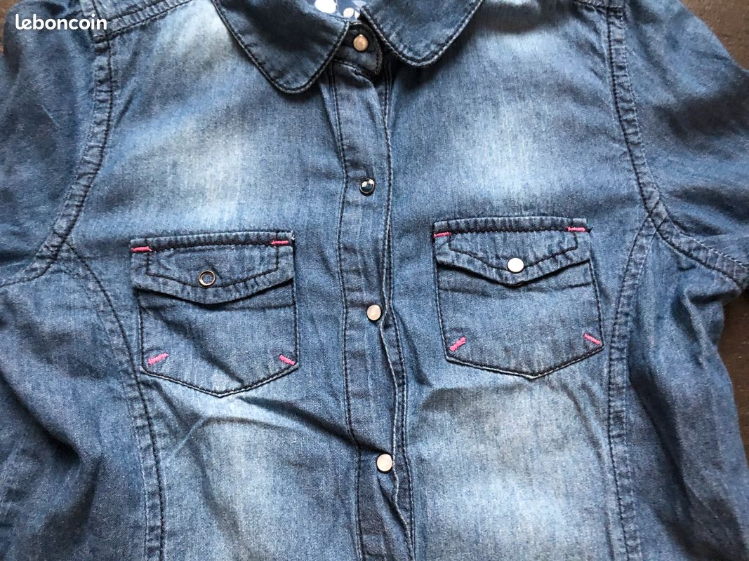 Chemise jeans bleu 10 ans Vertbaudet coton (image 5)