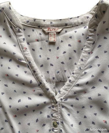 Chemisier Femme Esprit Taille 40 Noir En Coton - Occasion Très Bon état - Coupe Ajustée