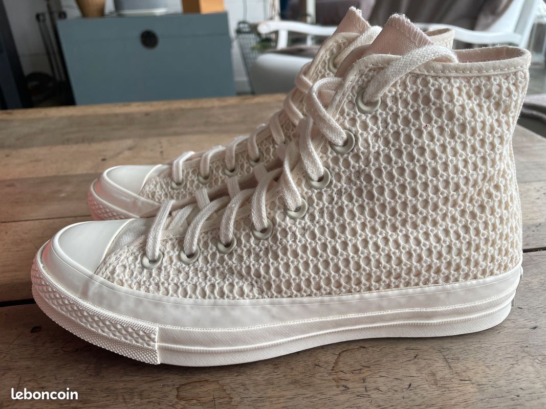 High Top Sneakers Converse Blanche Femme Crochet Chaussures