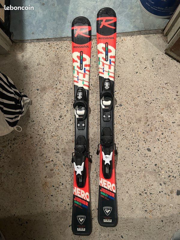 Ski Enfant Rossignol HERO 110 Cm + Fixations - Occasion, Piste Loisir
