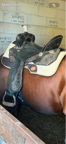 Selle Western Barrel Noire 15 Pouces – Cuir Véritable, Fabrication Artisanale Inde