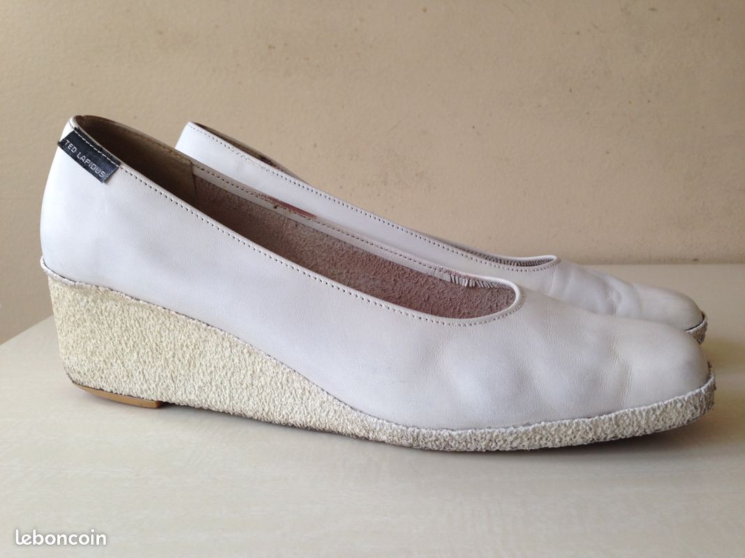 Compensées cuir blanc Ted Lapidus T38 (image 1)
