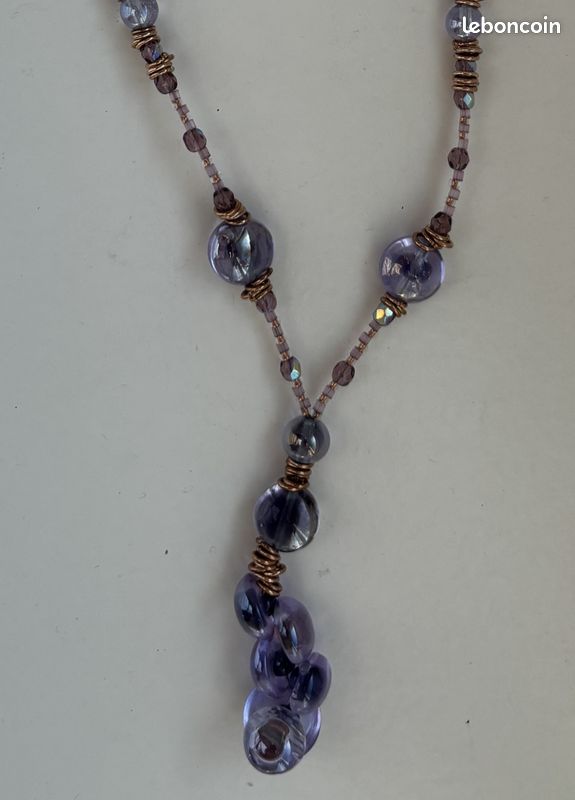 Parure bijoux en verre de Murano collier et boucles d'oreille (image 2)