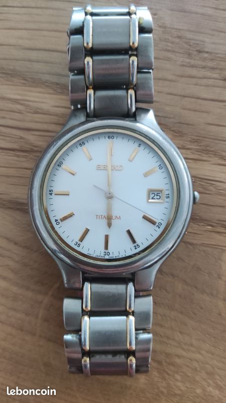 Montre Vintage Seiko Pour Homme - Mouvement Quartz 7N42 8A39 - Cadran Or - Bracelet Acier - Occasion