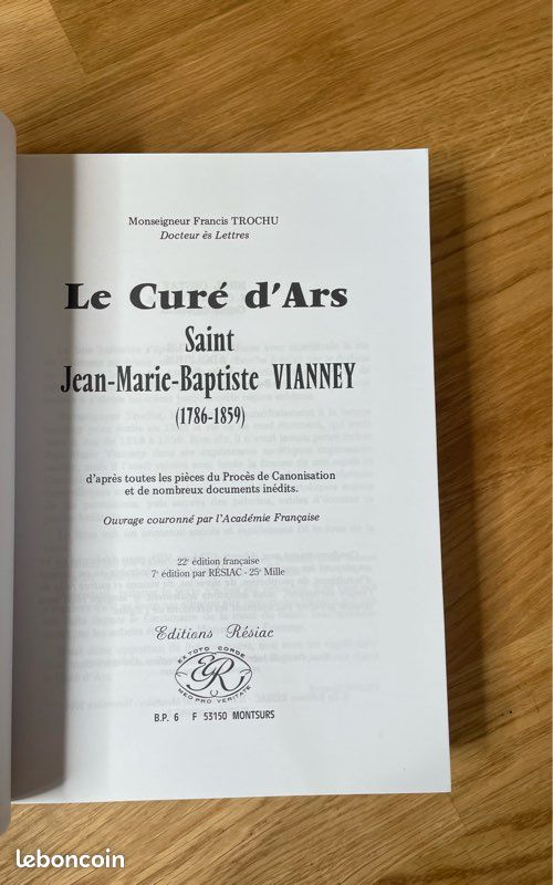 Lot de 2 livres sur le Curé d’Ars – Francis Trochu - Michel de Saint Pierre (image 9)