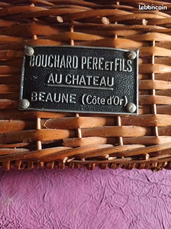 Porte-bouteille Publicitaire Ancien En Osier - Domaine Bouchard, Beaune - Vintage