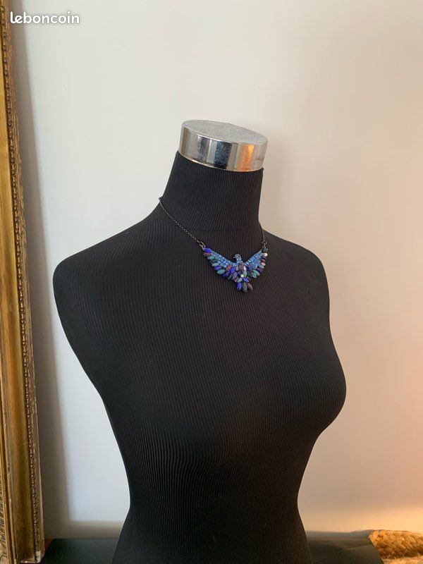 Collier Imposant IKITA Paris - Pendentif Aigle En Cristal Verre Et Strass - Neuf Sans Boîte