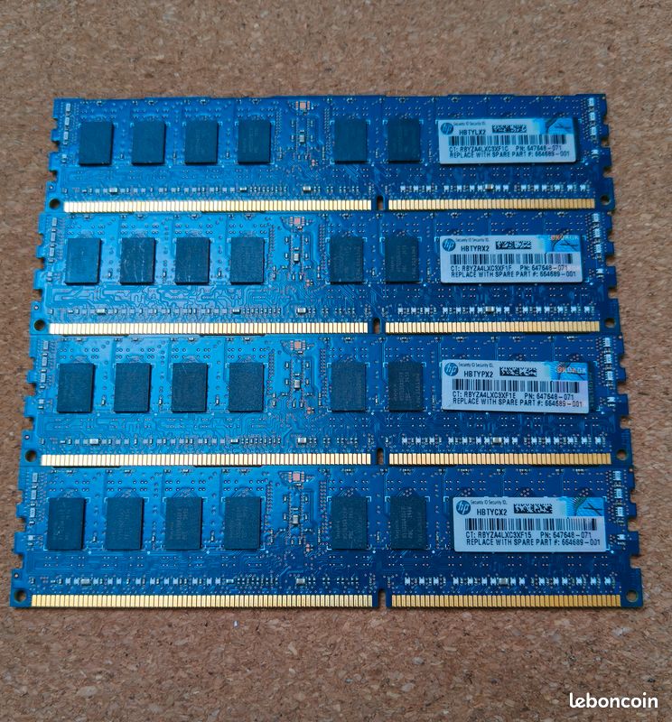 4 Barrettes RAM DDR3 Crucial 4Go (16Go Total) – 1600 MHz – Comme Neuves