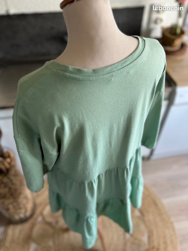 Robe Zara vert menthe bohème fluide volantée taille S (image 9)