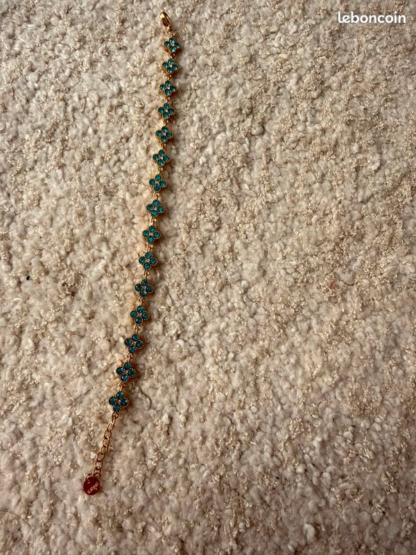 Bracelet trèfle bleu turquoise (image 4)