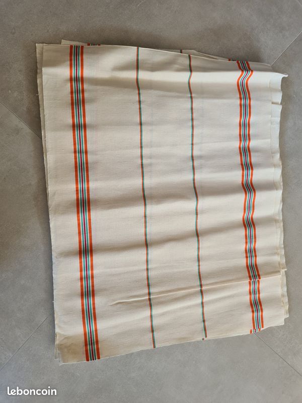 Lot De 7 Torchons En Métis – Beige Et Bleu – Neufs Et Vintage