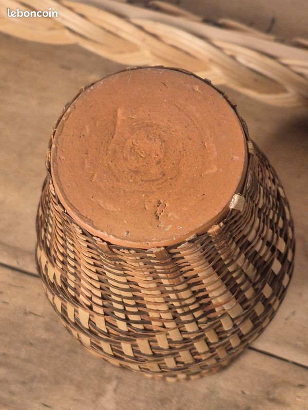 Vase Décoratif En Rotin Tressé Fait Main - Laos - Hauteur 38 Cm