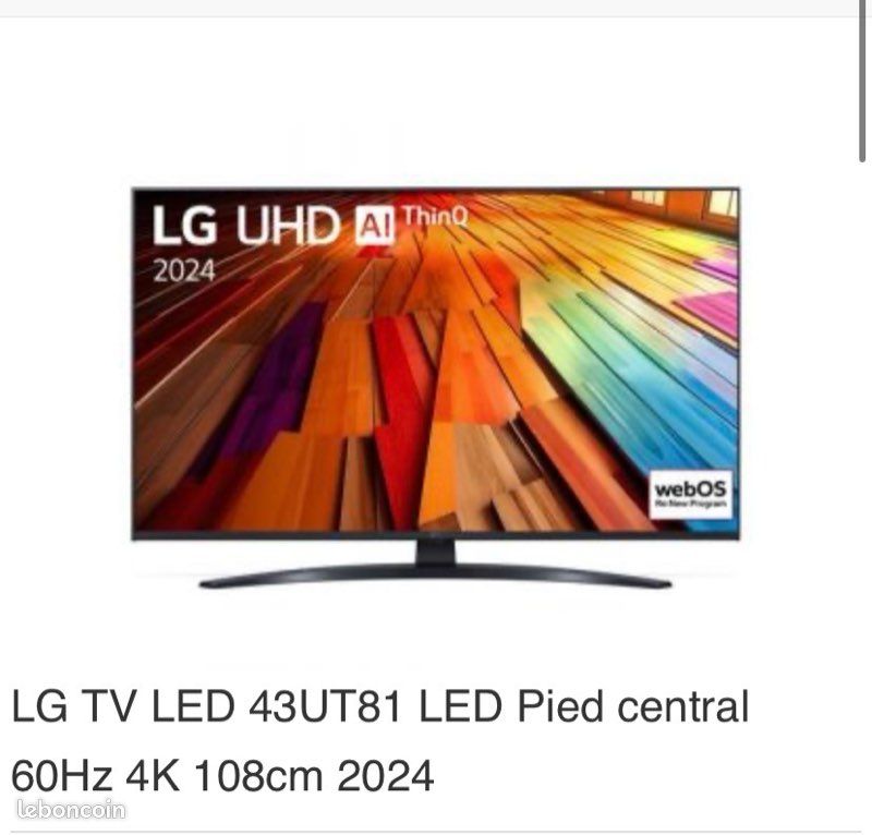 Télévision Lg 108 cm 4k UHD smart tv (image 1)