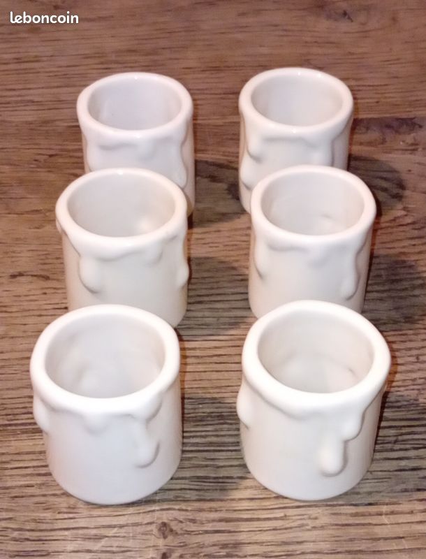 6 anciens tube de bougie en porcelaine beige (image 2)