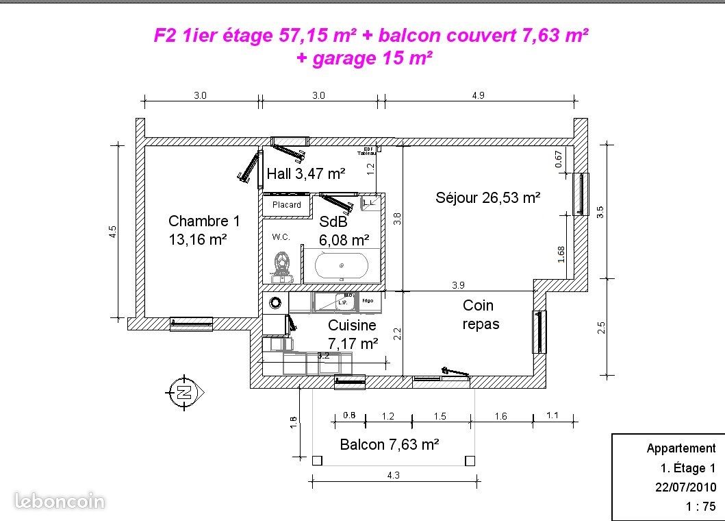 Appartement 2 pièces 57 m² · à Colmar · 57 m² · 830 €/mois