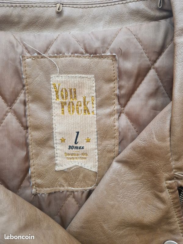 Blouson en simili cuir matelassé camel femme Bershka Taille L (image 2)