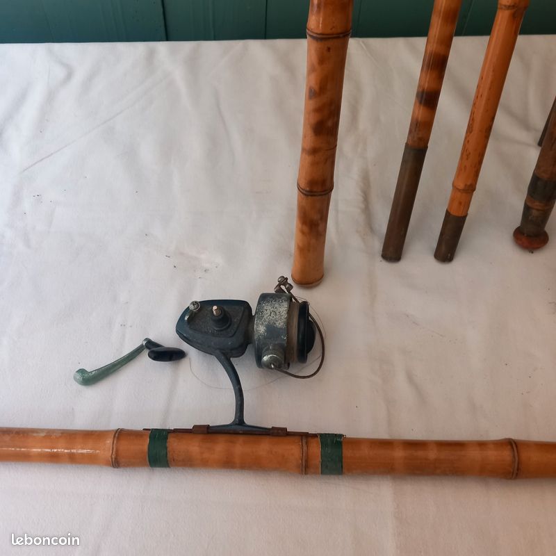 Lot De 6 Cannes à Pêche Japonaises Vintage Herabuna - Bambou - Occasion