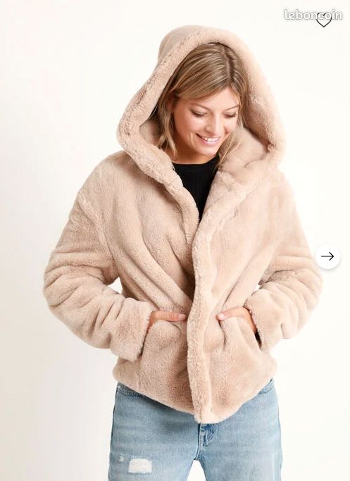 Beige Manteau Fourrure Pimkie Faux Fur Jacket Pimkie Rosa Jacke