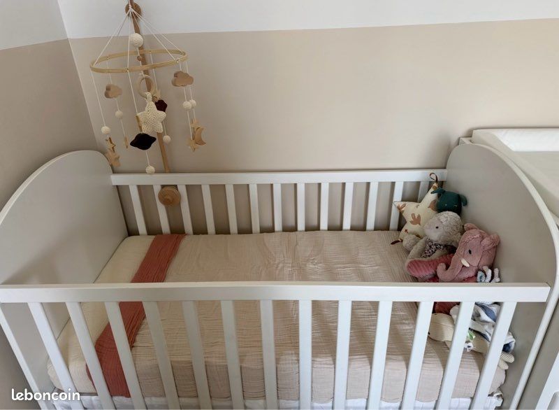 LIT BÉBÉ 60x120 + MATELAS + ALAISE + TOUR DE LIT (image 3)