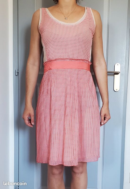 Robe T-shirt Fille Crewcuts Outlet, Rayures Rose/orange, Taille 8, Courte, Occasion