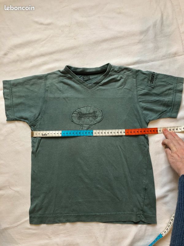 Teeshirt tee-shirt col V émeraude bleu vert 6-8 ans stones and bones os manches courtes été garçon (image 5)