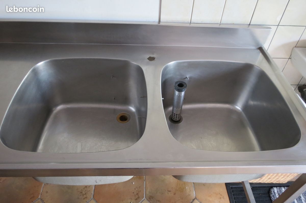 Grand evier double bac en inox (image 7)
