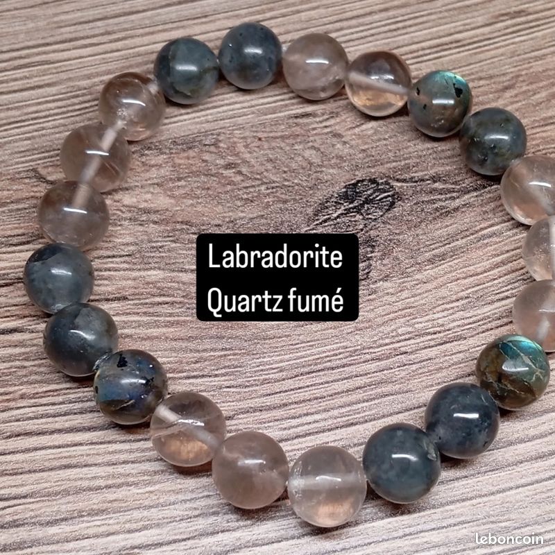 Bracelet Labradorite et Quartz fumé Artisanale (image 1)