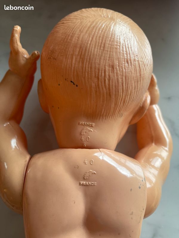 Poupon Petitcollin Ancien Années 30, Tête D'ange, 35 Cm, Jambe Réparée, état Général Bon