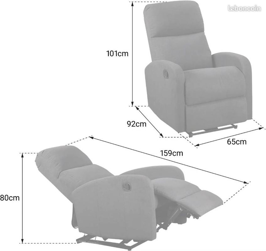 Fauteuil électrique inclinable. Inclinaison électrique et Repose-Pieds -NEUF- Livraison gratuite (image 2)