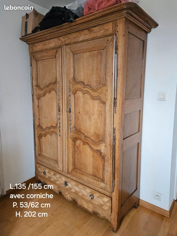 Armoire ancienne chêne ou noyer 135x53-H.202 cm (image 1)