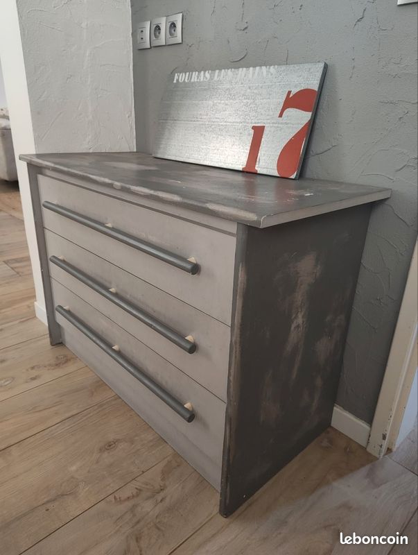 Meuble commode bois gris (image 1)