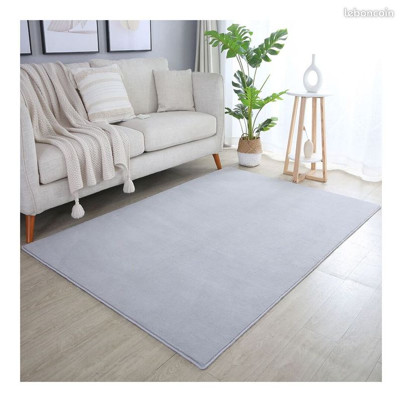 Tapis en microfibre doux uni antidérapant Lars Argenté 60x110 (image 2)