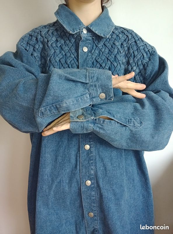 Chemise en jean bleu denim, veste, surchemise, western, fisherman (image 3)