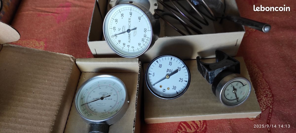 LOT de 4 divers manomètre - manovacumètre - thermomètre anciens & vintage / NANOU68 (BC) (image 5)