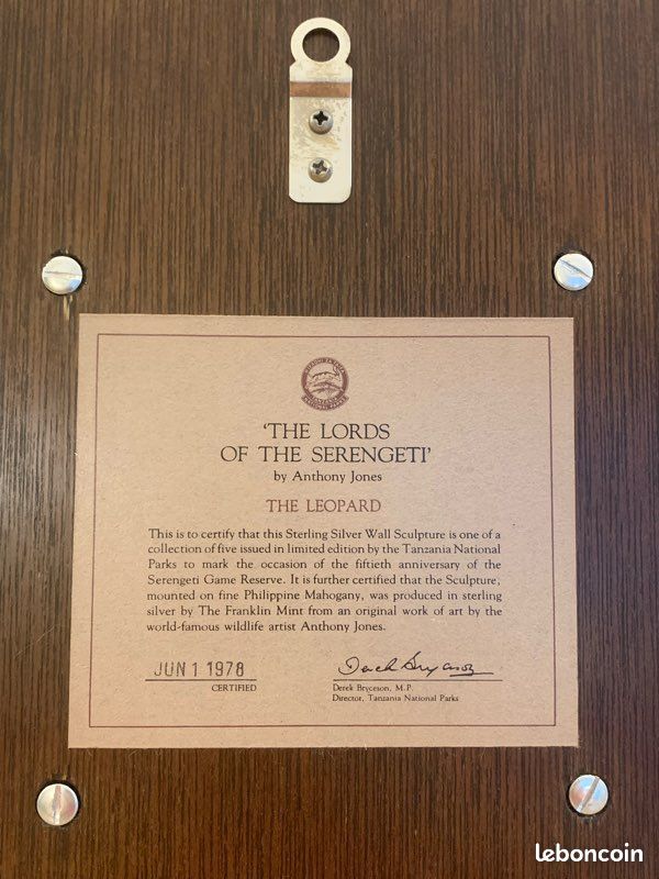 Plaque en argent sculptée Anthony Jones, The lords of the Serengeti (image 5)
